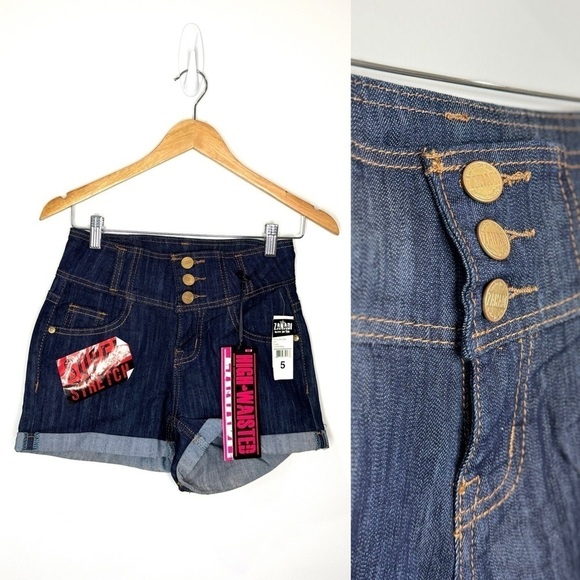 Zanadi High Waisted Super Stretch Denim Shorts - Picture 1 of 7
